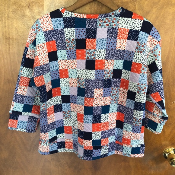 Land's End Patchwork Quilted Top Cottage Core Mixed Print Boho Nautical Coastal - Picture 4 of 15